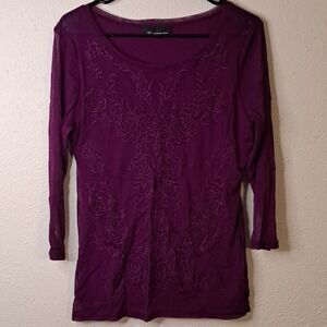 Women's Purple Embroidered Top
